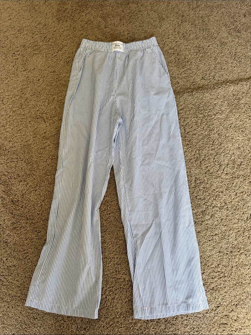 Blue and White Striped Linen Pants